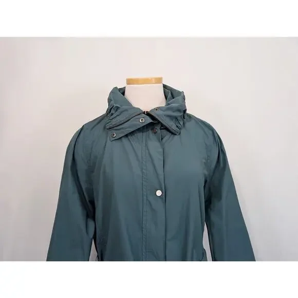 Eileen Fisher Jacket Teal Green Lightweight Belt Trench Misses Size XS Flaws - Picture 2 of 10